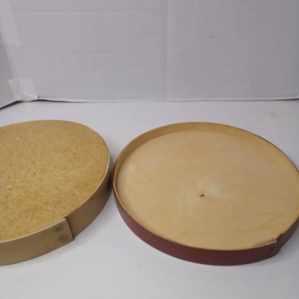 Vintage Round Cheese Box Painted Grandchildren Grandmother Cottagecore FLAW 10